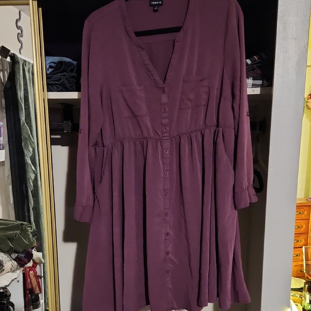 Torrid Purple Button-Down Dress